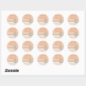 Sticker Rond Chic Chevron Monogramme | pêche (Feuille)