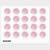 Sticker Rond Chic Chevron Monogramme | rose (Feuille)