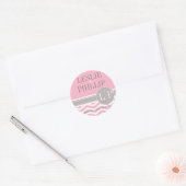 Sticker Rond Chic Chevron Monogramme | rose (Enveloppe)