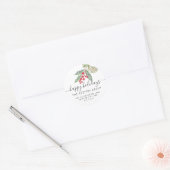 Sticker Rond Chic Christmas Holly Berry Adresse (Enveloppe)