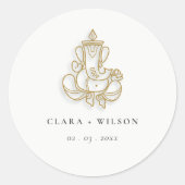 Sticker Rond Chic Classy Minimal Gold Ganesh Mariage indien (Devant)