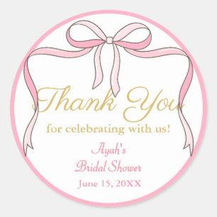 Sticker Rond Chic Cute Pink Bow Party Favoriser