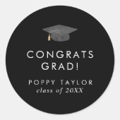 Sticker Rond Chic Dark Black Grad Casquettes Félicitations Grad (Devant)