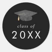 Sticker Rond Chic Dark Black Grad Classe Casquette de 2025 Grad (Devant)