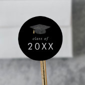 Sticker Rond Chic Dark Black Grad Classe Casquette de 2025 Grad