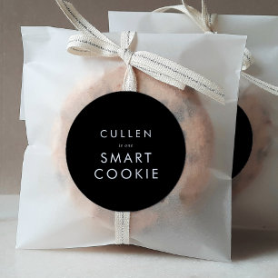 Sticker Rond Chic Dark Black One Smart Cookie Graduation Favori