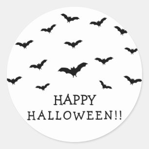 Sticker Rond Chic de fête Halloween mignon chauves-souris noire