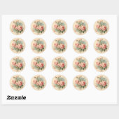 Sticker Rond Chic Décontracté,  Shabby Chic Rose (Feuille)