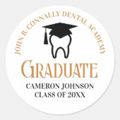 Sticker Rond Chic Dental School Custom Dentist Gradust Party (Devant)