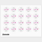Sticker Rond Chic Doodle Moderne Écriture Rose Chaud Sweet 16 (Feuille)