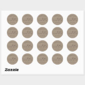 Sticker Rond Chic Douce Mariage Marron Brun (Feuille)