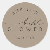 Sticker Rond Chic Douce Mariage Marron Brun (Devant)