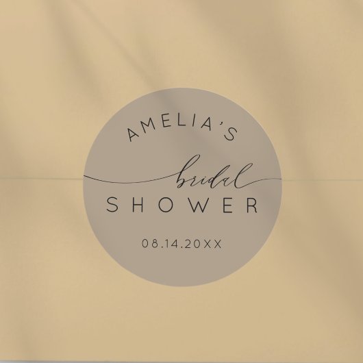 Sticker Rond Chic Douce Mariage Marron Brun