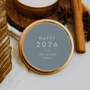 Sticker Rond Chic   Dusty Blue Happy 2024 Jour de l'An cadeau d