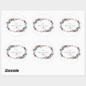 Sticker Rond Chic Dusty Blue Misty Rose Mariage de couronne (Feuille)