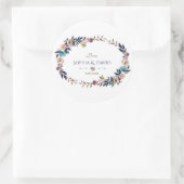 Sticker Rond Chic Dusty Blue Misty Rose Mariage de couronne (Sac)