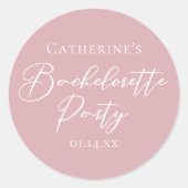 Sticker Rond Chic Dusty Rose Pink Bachelorette Party Custom (Devant)