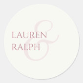 Sticker Rond Chic Dusty Rose tendance et Mariage ivoire (Devant)