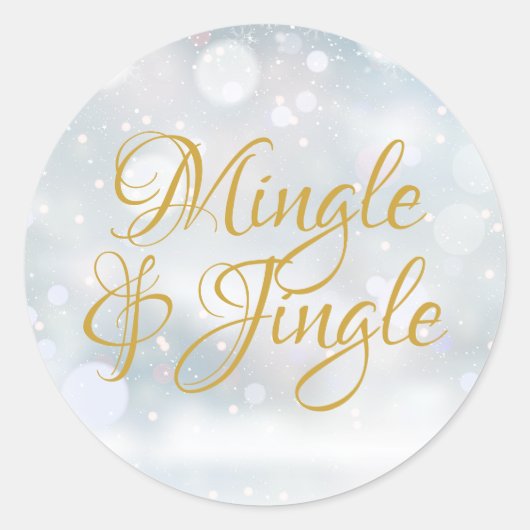 Sticker Rond Chic écriture dorée Mingle Jingle Noël Fêtes (Devant)