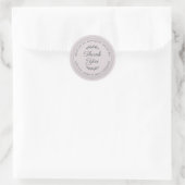 Sticker Rond Chic écriture rustique pastel violet Mariage Merci (Sac)