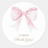 Sticker Rond Chic Elegant Coquette Rose Bow Merci (Devant)