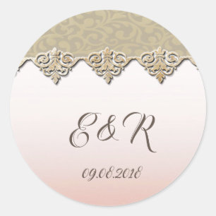Sticker Rond Chic Élégant Damas