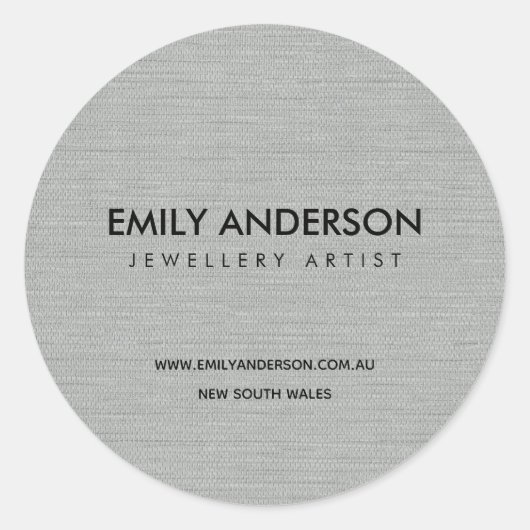 STICKER ROND CHIC ELEGANT FAUX SILVER TILVER TEXTE ENTREPRISE (Devant)