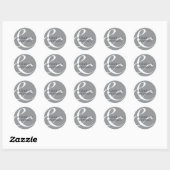 Sticker Rond Chic elegant Gray White Blue moderne (Feuille)