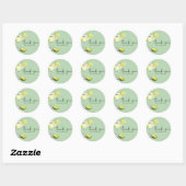 Sticker Rond Chic Élégant Margs et Mariage Baby Shower (Feuille)