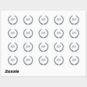 Sticker Rond Chic Elegant Mariage de monogramme de couronne (Feuille)