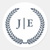 Sticker Rond Chic Elegant Mariage de monogramme de couronne (Devant)