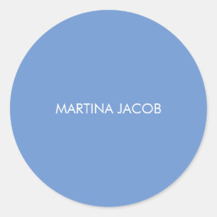 Sticker Rond Chic Elegant Plain Style Bleu minimaliste Nom