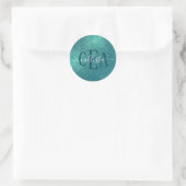 Sticker Rond Chic Elegant Turquoise Bleu Épargne Parties scinti (Sac)