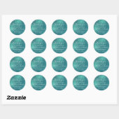 Sticker Rond Chic Elegant Turquoise Bleu Parkly Parties scintil (Feuille)