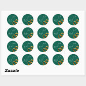 Sticker Rond Chic Emerald Green Gold Rings Mariage (Feuille)