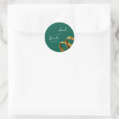 Sticker Rond Chic Emerald Green Gold Rings Mariage (Sac)