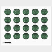 Sticker Rond Chic Emerald Green Parties scintillant Argent Gown (Feuille)