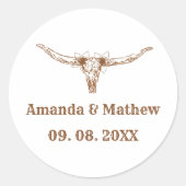 Sticker Rond Chic et élégant Boho Western Cowboy Mariage (Devant)