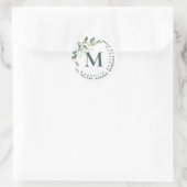 Sticker Rond Chic Eucalyptus Monogram Adresse de retour (Sac)