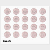 Sticker Rond chic faux feuille rose or élégant monogramme (Feuille)