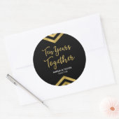 Sticker Rond Chic Faux Gold Chevron 10e anniversaire fête (Enveloppe)
