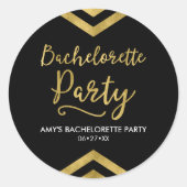 Sticker Rond Chic Faux Gold Chevron Bachelorette Party (Devant)