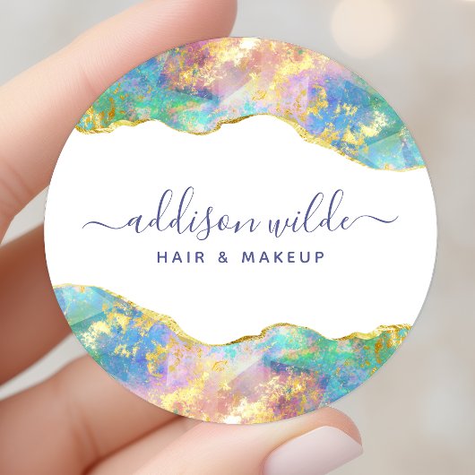 Sticker Rond Chic Fire Opal Rainbow Gemstone Business