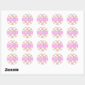 Sticker Rond Chic Fleur Blanche Rose Pêche Citrouille Monogramm (Feuille)