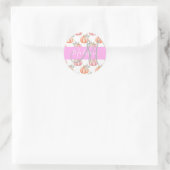 Sticker Rond Chic Fleur Blanche Rose Pêche Citrouille Monogramm (Sac)