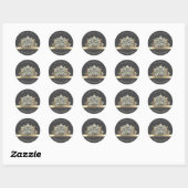 Sticker Rond Chic Fleur de Lotus Or Gris (Feuille)