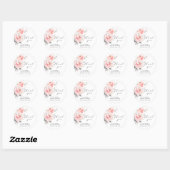 Sticker Rond Chic Fleurs de Pivoines Fuschia ROSÉE MARIAGE (Feuille)