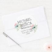 Sticker Rond Chic Floral Adresse personnalisée (Enveloppe)