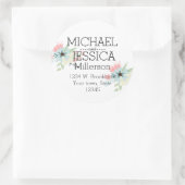 Sticker Rond Chic Floral Adresse personnalisée (Sac)