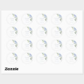 Sticker Rond Chic Floral Blue Hydrangea Monogram Mariage (Feuille)